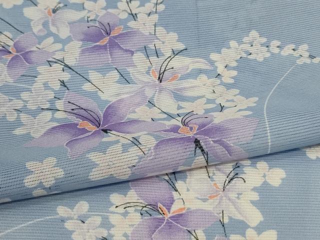 平和屋着物＊夏物　訪問着　絽　草花文　洗える着物　AABJ6453jd