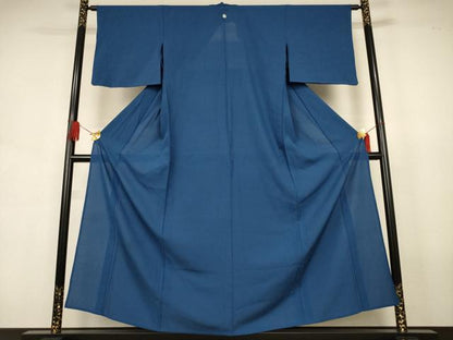 平和屋着物＊夏物 色無地 絽 青藍色 正絹 逸品 AABJ6464jd