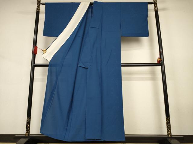 平和屋着物＊夏物 色無地 絽 青藍色 正絹 逸品 AABJ6464jd