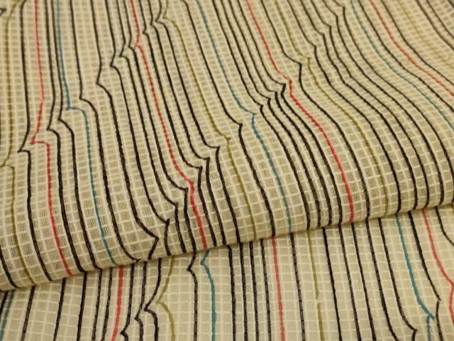 平和屋着物＊夏物 絹紅梅 変わり縞 正絹 逸品 AABJ6466jd