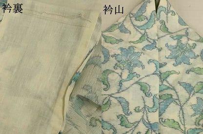 平和屋着物＊夏物 小紋 紗 花唐草文 洗える着物 AABJ6467jd