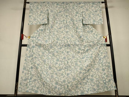 平和屋着物＊夏物 小紋 紗 花唐草文 洗える着物 AABJ6467jd