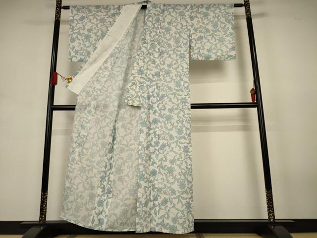 平和屋着物＊夏物 小紋 紗 花唐草文 洗える着物 AABJ6467jd