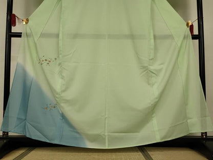 平和屋着物＊夏物 訪問着 絽 総刺繍 舞花文 暈し染め 洗える着物 AABJ6469jd