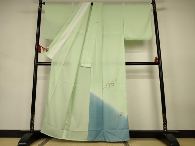 平和屋着物＊夏物 訪問着 絽 総刺繍 舞花文 暈し染め 洗える着物 AABJ6469jd