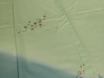 平和屋着物＊夏物 訪問着 絽 総刺繍 舞花文 暈し染め 洗える着物 AABJ6469jd