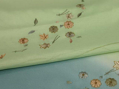 平和屋着物＊夏物 訪問着 絽 総刺繍 舞花文 暈し染め 洗える着物 AABJ6469jd