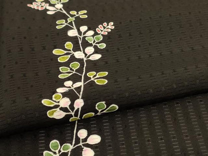 平和屋着物＊夏物 訪問着 草花紋絽 黒地 健勝苑扱い 正絹 逸品 AABJ6478jd