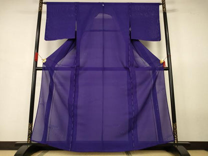 平和屋着物＊夏物 色無地 絽 渦紋紗 深紫色 正絹 逸品 未使用 AABJ6480jd