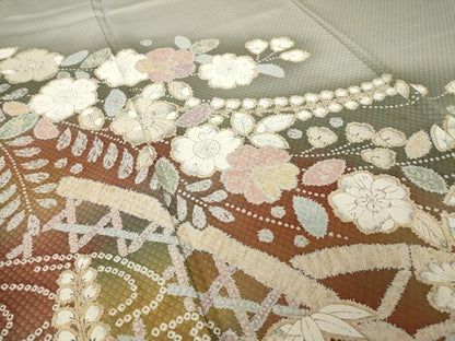 平和屋着物●訪問着　辻が花　花籬文　暈し染め　正絹　逸品　AABJ6482ck