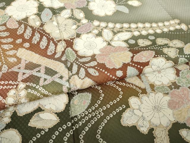 平和屋着物●訪問着　辻が花　花籬文　暈し染め　正絹　逸品　AABJ6482ck