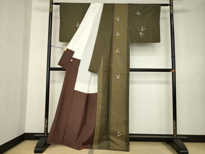 平和屋着物●本場大島紬　染大島　訪問着　間道　正絹　逸品　AABJ6489ck