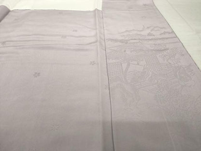 平和屋着物●上質な色無地　風景地紋　薄色　正絹　逸品　未使用　AABJ6491ck