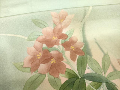 平和屋着物●訪問着　手描き　花鳥文　暈し染め　正絹　逸品　AABJ6492ck