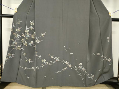 平和屋着物●京加賀友禅　百貫達雄　訪問着　枝花文　正絹　逸品　AABJ6494ck