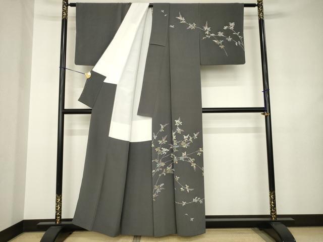 平和屋着物●京加賀友禅　百貫達雄　訪問着　枝花文　正絹　逸品　AABJ6494ck