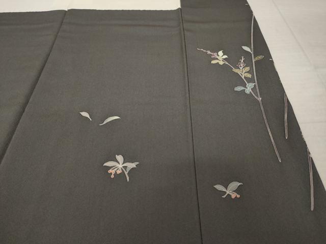 平和屋着物●京加賀友禅　百貫達雄　訪問着　枝花文　正絹　逸品　AABJ6494ck