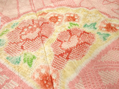 平和屋着物●豪華振袖　総絞り　扇面花文　高島屋扱い　正絹　逸品　AABJ6495ck