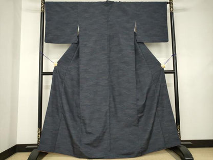 平和屋着物●本塩沢　110亀甲　霞文　正絹　逸品　AABJ6498ck