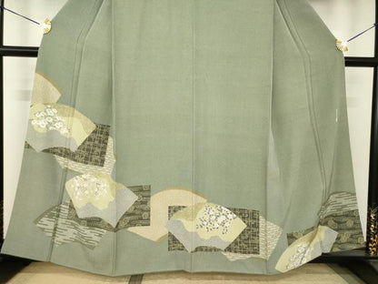 平和屋着物●伝統工芸士　石塚幸生　訪問着　地紙花文　正絹　逸品　AABJ6501ck