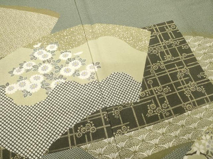 平和屋着物●伝統工芸士　石塚幸生　訪問着　地紙花文　正絹　逸品　AABJ6501ck