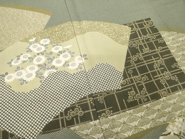 平和屋着物●伝統工芸士　石塚幸生　訪問着　地紙花文　正絹　逸品　AABJ6501ck