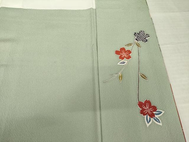 平和屋着物●訪問着　型染め　流水松文　正絹　逸品　AABJ6504ck