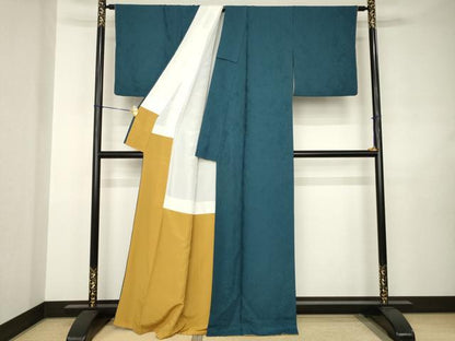 平和屋着物●上質な色無地　辻が花地紋　褐返色　正絹　逸品　AABJ6505ck