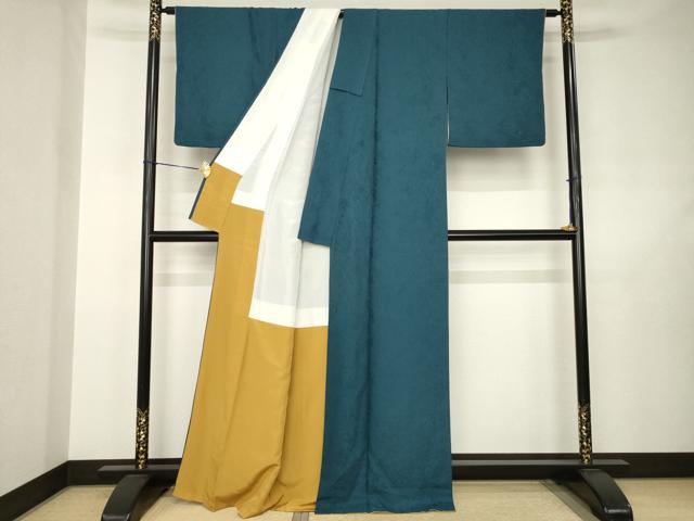 平和屋着物●上質な色無地　辻が花地紋　褐返色　正絹　逸品　AABJ6505ck