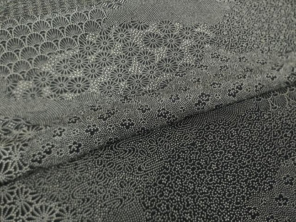 平和屋着物●江戸小紋　切嵌花文　黒地　正絹　逸品　AABJ6507ck