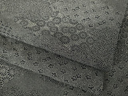 平和屋着物●江戸小紋　切嵌花文　黒地　正絹　逸品　AABJ6507ck