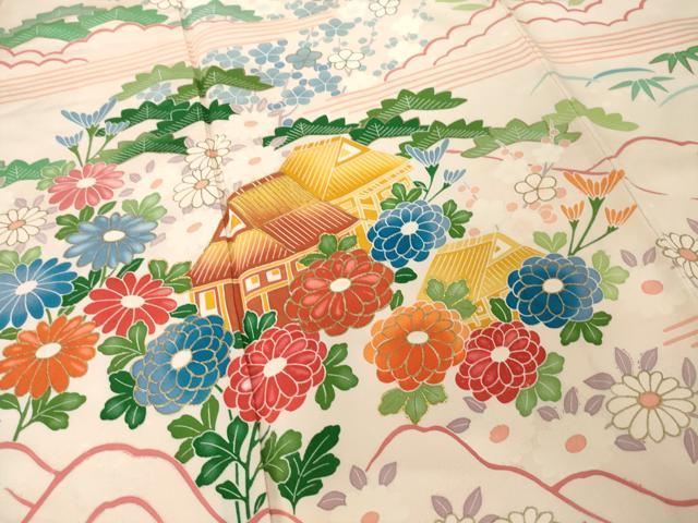 平和屋着物●豪華振袖　駒刺繍　風景花文　金彩　正絹　逸品　AABJ6508ck