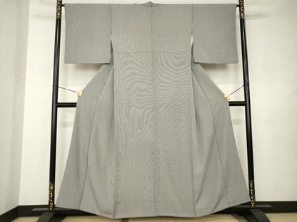 平和屋着物●江戸小紋　万筋　黒×白　正絹　逸品　AABJ6509ck
