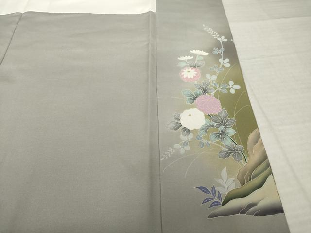 平和屋着物●豪華色留袖　駒刺繍　陶器花文　金彩　正絹　逸品　AABJ6510ck
