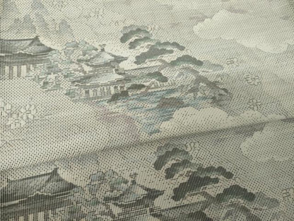 平和屋着物●都喜ヱ門　本場大島紬　白大島　総絣　風景文　藤絹織物謹製　正絹　逸品　AABJ6513ck
