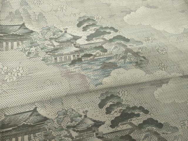 平和屋着物●都喜ヱ門　本場大島紬　白大島　総絣　風景文　藤絹織物謹製　正絹　逸品　AABJ6513ck