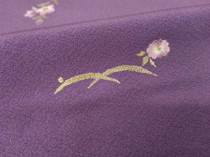 平和屋着物●上質な小紋　総刺繍　露芝花文　金糸　正絹　逸品　未使用　AABJ6517ck