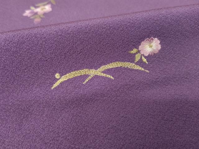 平和屋着物●上質な小紋　総刺繍　露芝花文　金糸　正絹　逸品　未使用　AABJ6517ck