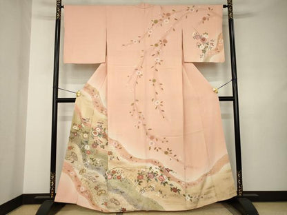 平和屋着物●訪問着　道長花籬文　暈し染め　金彩　正絹　逸品　AABJ6518ck