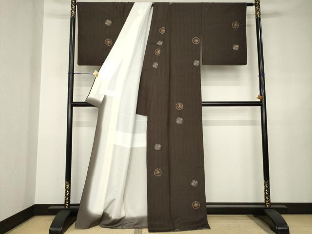 平和屋着物●上質な紬　絞り　丸文　金彩　正絹　逸品　AABJ6522ck