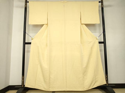 平和屋着物●上質な色無地　雲重ね地紋　飴色　正絹　逸品　AABJ6524ck