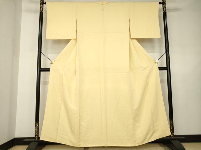 平和屋着物●上質な色無地　雲重ね地紋　飴色　正絹　逸品　AABJ6524ck