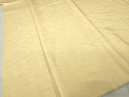 平和屋着物●上質な色無地　雲重ね地紋　飴色　正絹　逸品　AABJ6524ck