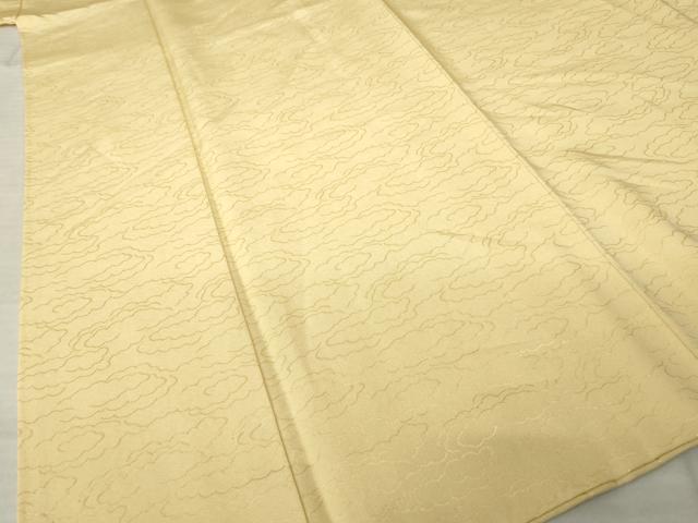 平和屋着物●上質な色無地　雲重ね地紋　飴色　正絹　逸品　AABJ6524ck