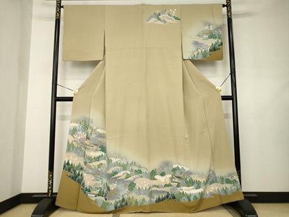 平和屋着物●訪問着　友禅　風景文　暈し染め　正絹　逸品　AABJ6527ck