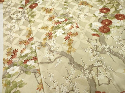 平和屋着物●上質な小紋　枝花文　正絹　逸品　AABJ6528ck
