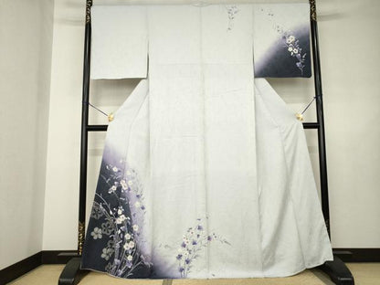 平和屋着物●越後十日町の一流染匠　桐屋・翠山工房　訪問着　辻が花　絞り　草花文　暈し染め　やまと誂製　正絹　逸品　AABJ6529ck