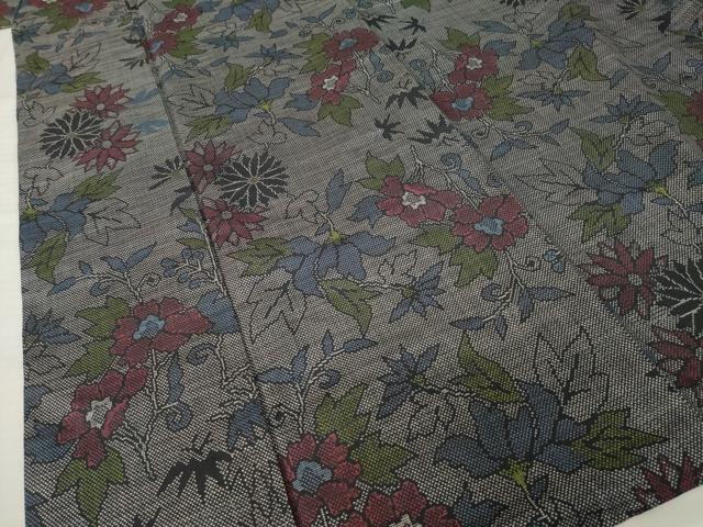 平和屋着物●本場大島紬　一元7マルキ　草花文　正絹　逸品　AABJ6531ck