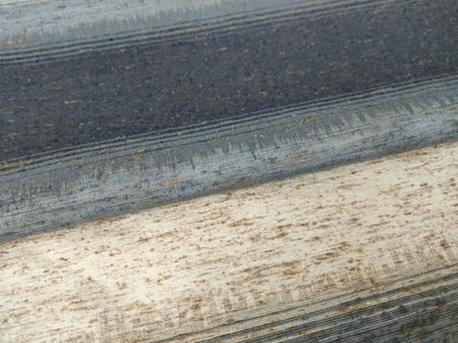 平和屋着物●ぜんまい紬　横段文　正絹　逸品　AABJ6532ck