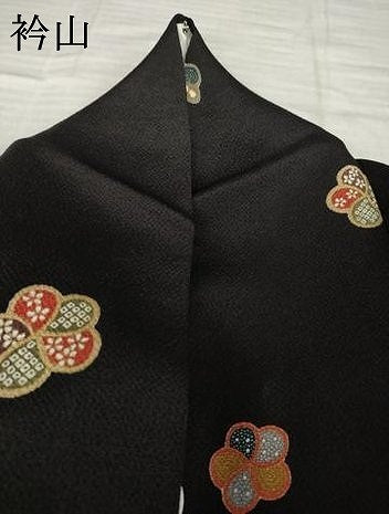 平和屋着物●上質な小紋　ねじ梅　黒地　鬼しぼ縮緬　やまと誂製　正絹　逸品　AABJ6537ck